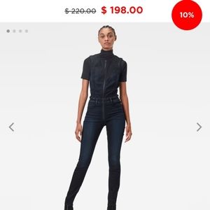 G-Star Raw dark wash denim sleeveless jumpsuit